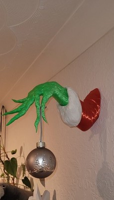 3D-gedruckte lebensgroße Grinch Handkugel - lustige Weihnachten Wanddekoration