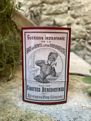 Alte Dose Benediktinertropfen Zahnwut 1900 tolle Illustration