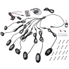 16x RGB Motorcycle LED Light Kit Under Glow Body Neon Strip For Off Road Black