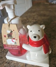 Christmas Bear Decor Foaming Hand Soap Holder Dispenser Ceramic