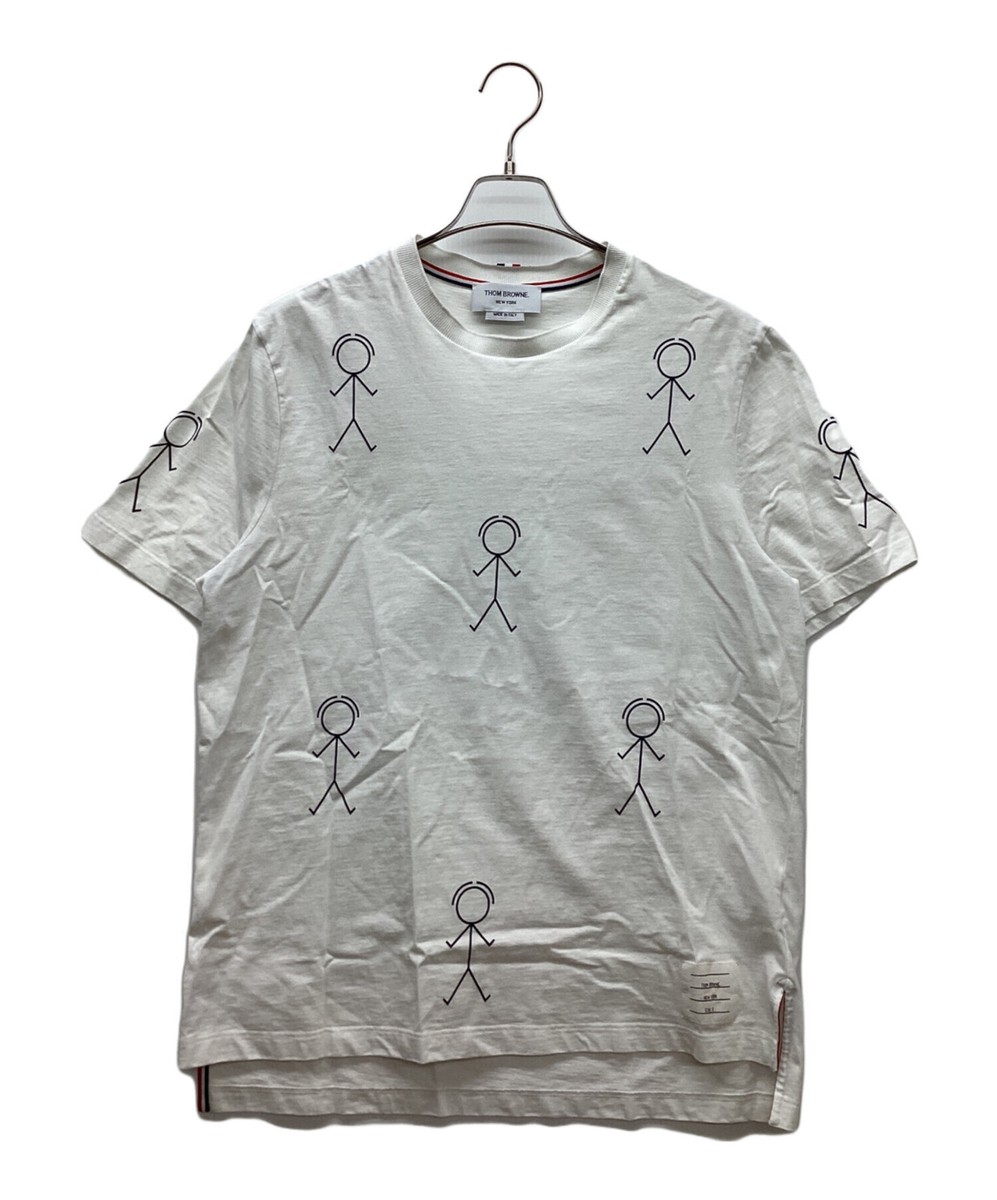 Thom Browne White Midweight Jersey Half Drop Mr. Thom Icon Print 