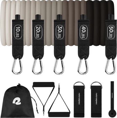 Retrospec Train Resistance Bands Set (5pc) Workout Cobblestone 