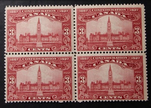 Canada #143 Block Of 4, MNH OG, Parliament Buildings, 1927 Confederation Issue