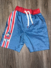 Junk Food Vintage Disney Mickey Mouse Boys Striped Swim Trunks Drawstring Blue S