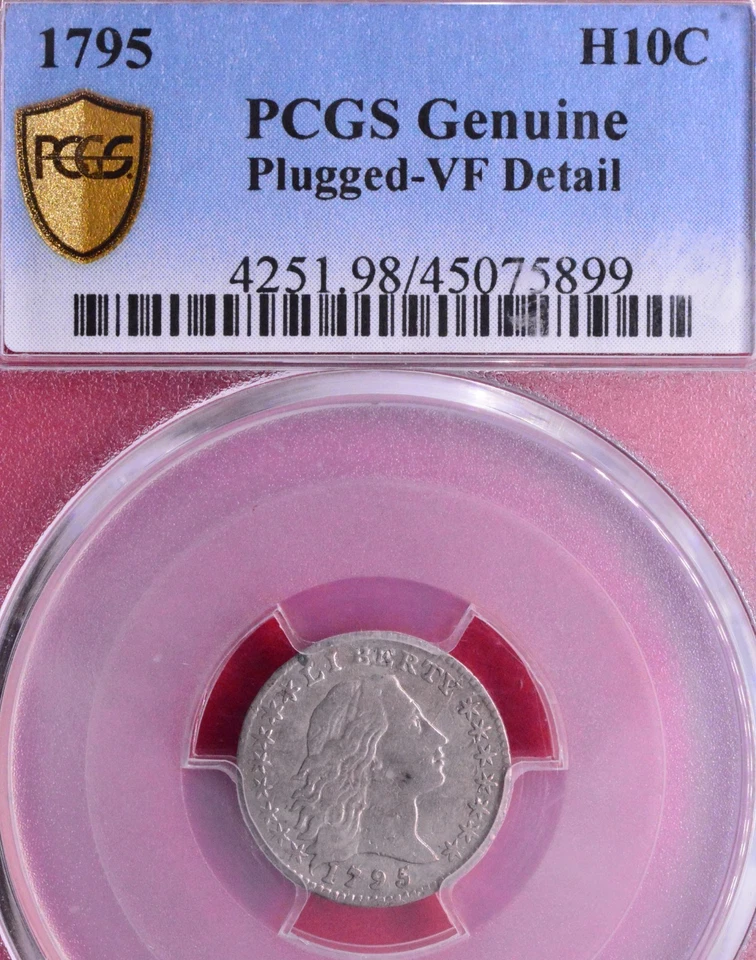 ¡PCGS EN MUY BUEN ESTADO! MEDIO CENTAVO CABELLO SUELTO 1795 Foto 3 de 4
