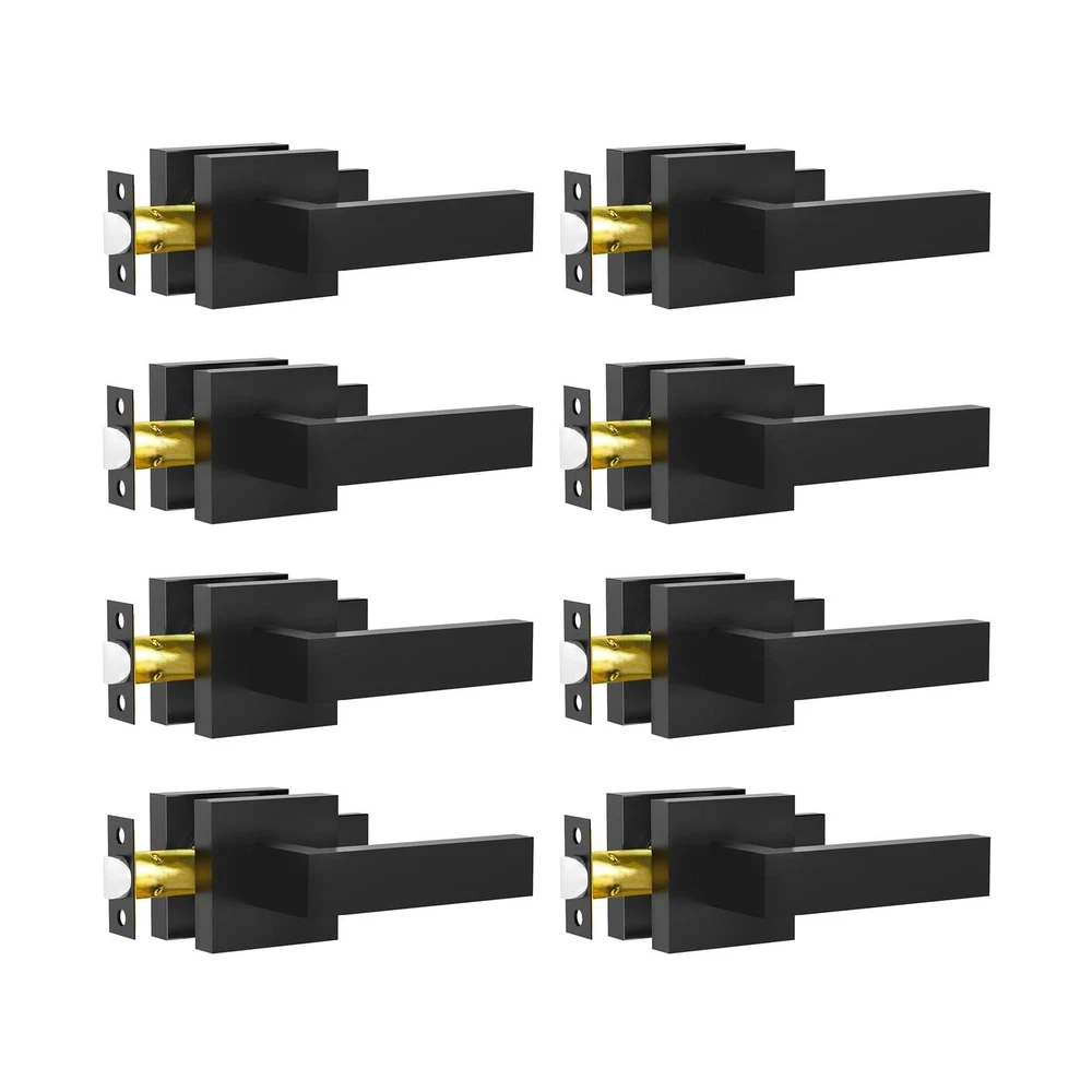 Passage Door Lever, 8 Pack Matte Black Interior Door Handles
