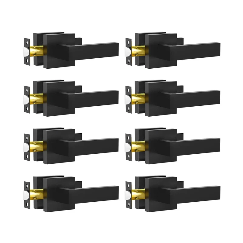 Passage Door Lever, 8 Pack Matte Black Interior Door Handles