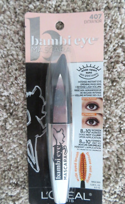NIP NEW L'oreal BAMBI Eye Intense Bold Black Lash Volume Mascara 407 EXTRA NOIR