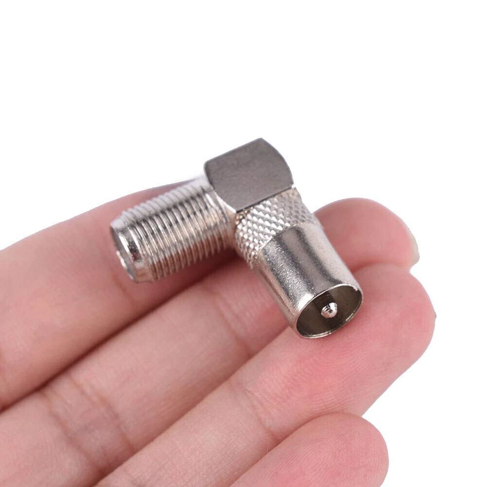 2x Right Angle 90 Degree F Connector Female to Coax TV Male Aerial Adapter Plug - Image 2 of 3