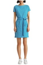 Lauren Ralph Lauren Stretchy Striped Tie Front Waist T-Shirt Mini Dress Blue XL