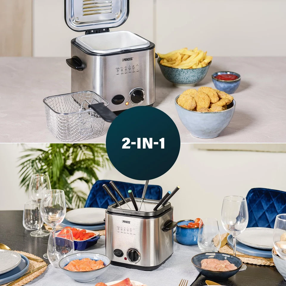 182611 Mini-Fritteuse mit Fondue – schnelle Erwärmung – Geruchsfilter – 12 Li... - Bild 2 von 4