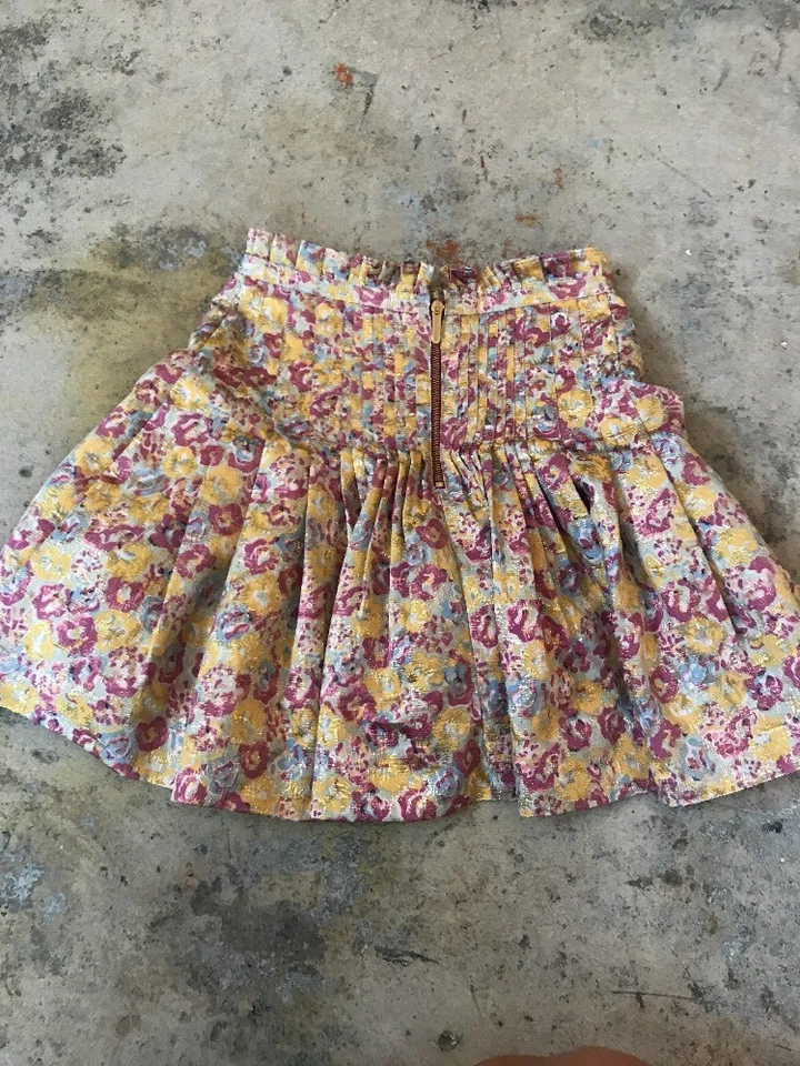 Falda Brocado Zac Posen para Target Oro Rosa Metálica Floral Plisada Pequeña Foto 3 de 4