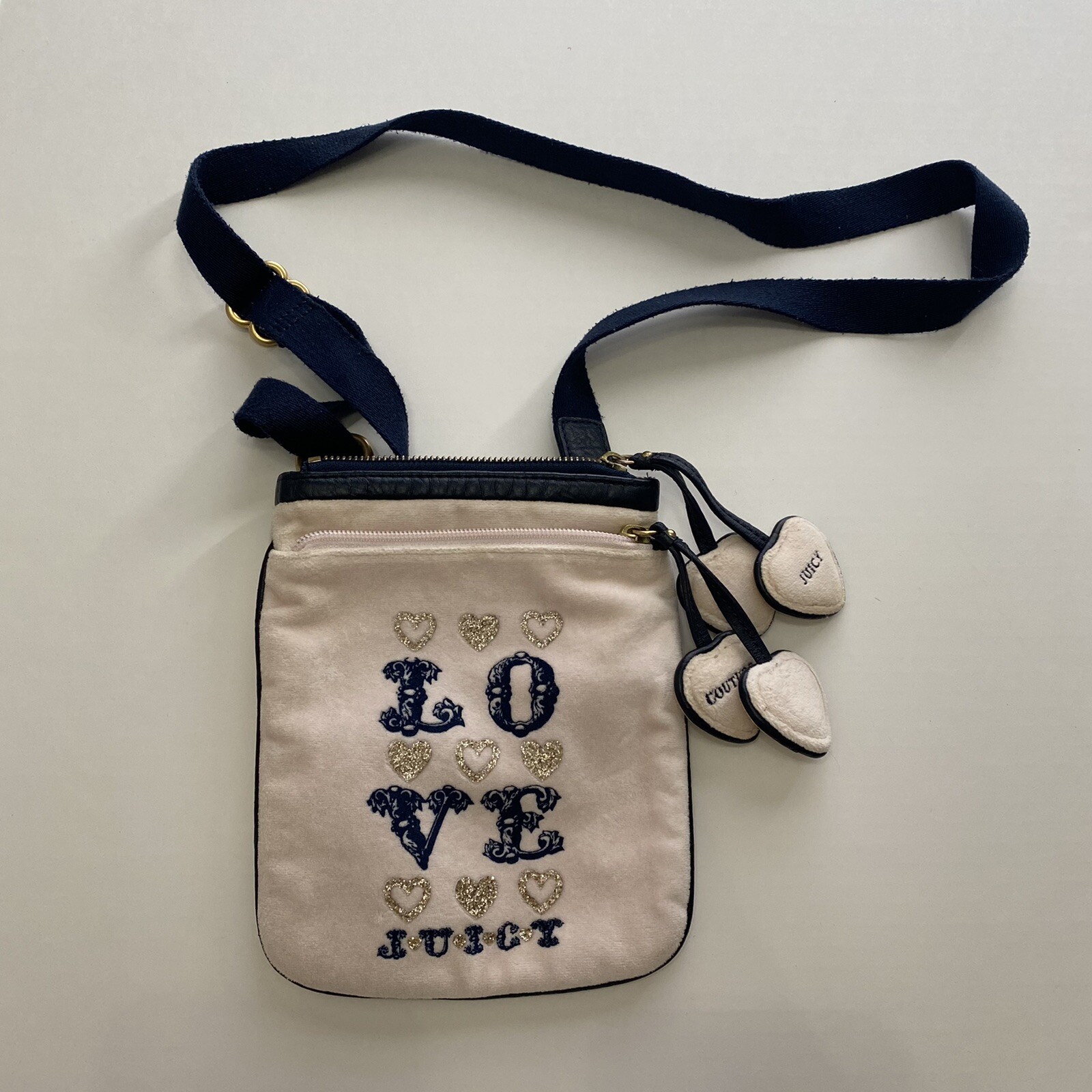 Juicy Couture Pink Velour Crossbody Bag Purse Love He… Gem