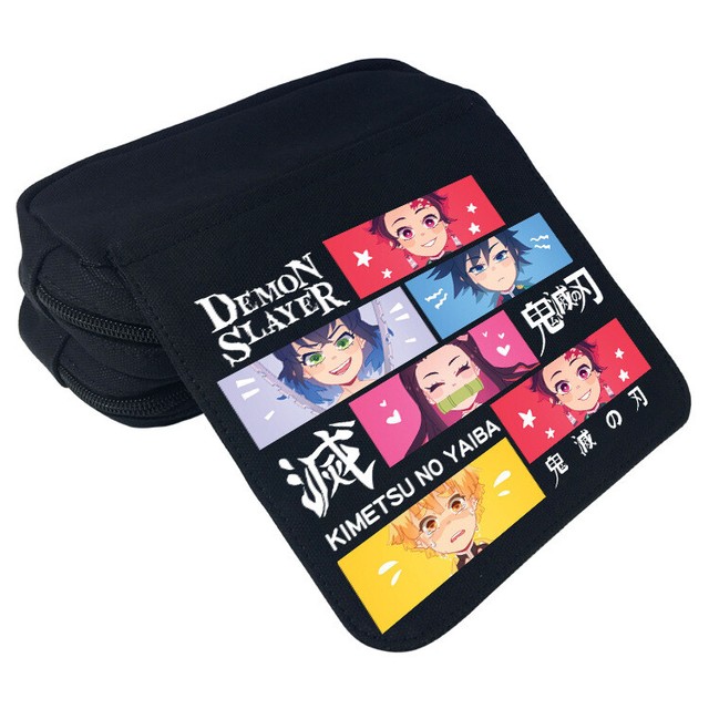 Demon Slayer Kimetsu No Yaiba Canvas Pen Pencil Case Zipper Stationery