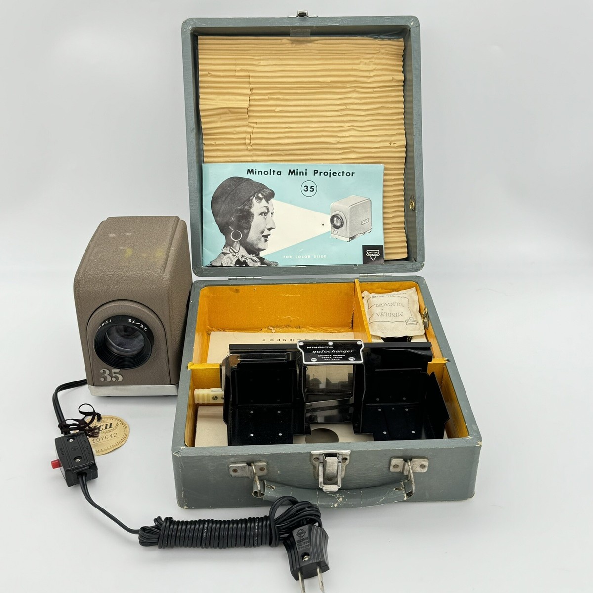 Minolta Mini 35 Portable Slide Projector Tested Works In Original 