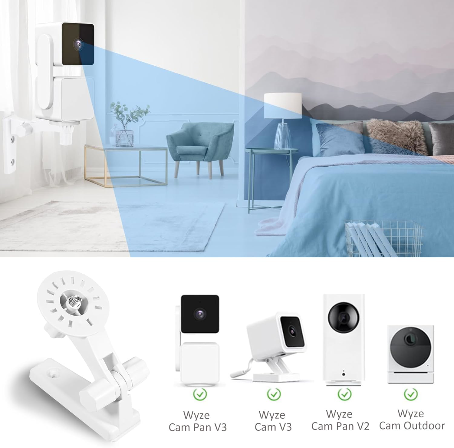 2-Pack Wall Mount, Specially Designed for Wyze Cam Pan V3, 180° Tilt Adjustable