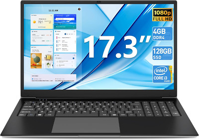 SGIN  17.3'' Laptop Notebook Intel Celeron Quad-Core 2.6 GHZ 4GB RAM 128GB SSD