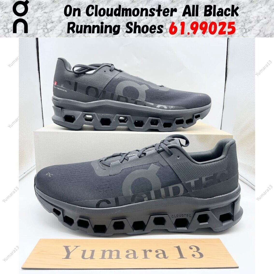 On Cloudmonster All Black Running Shoes 61.99025 Men's Size On Cloudmonster All Black Running Shoes 61.99025 Men's Size