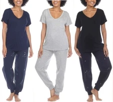 Honeydew Ladies Embroidered Lounge Set 2 piece Soft Short Sleeve Pajama Set