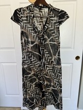 Roberto Womens Sheer Mesh Mini Dress Ruffle Collar Retro Boho Southwestern