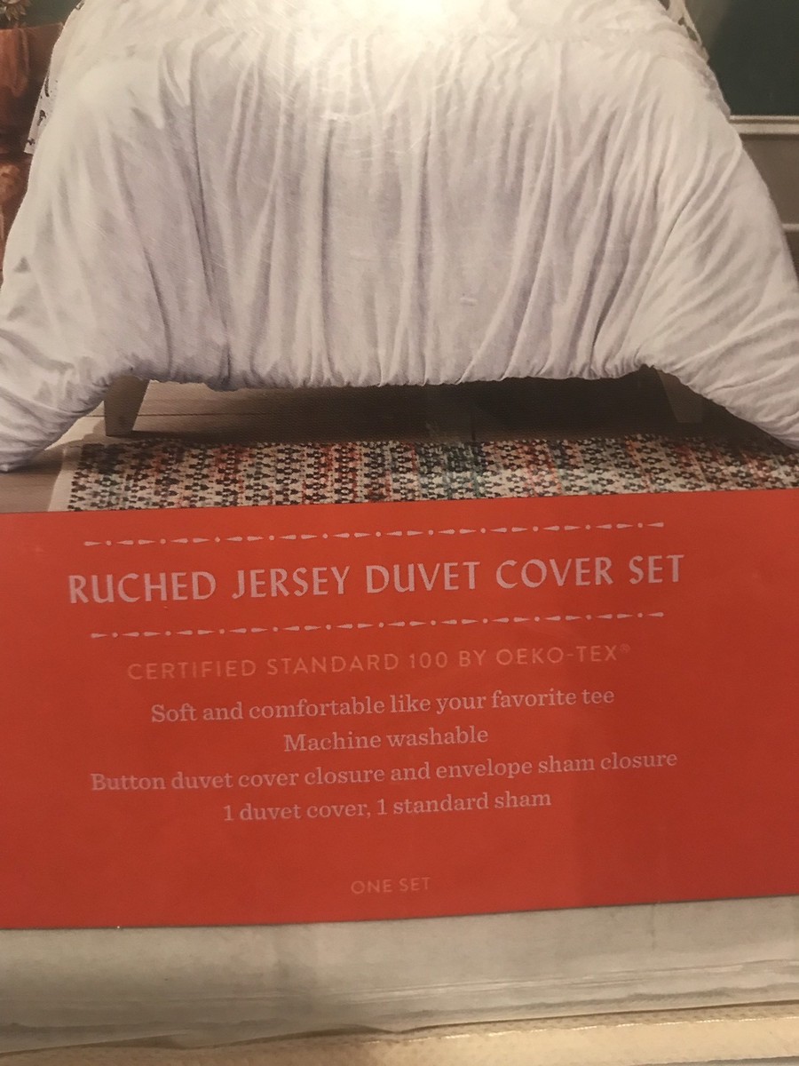 Housse De Couette Jersey Coton/modal, Dolsi Gris - Rayé Gris Blanc 140 X 200 Cm 91560127