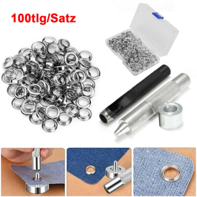 Ösen mit Rundlocheisen 12-20mm Set Ösenzange 100 Stück für Planen Gartenplane
