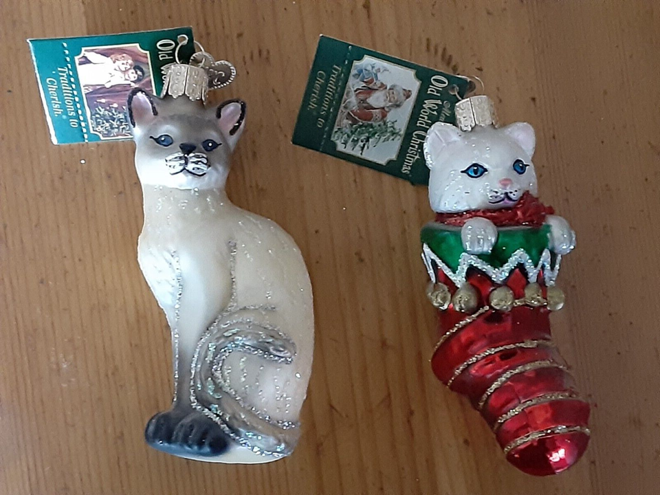 Old World Christmas Blown Mercury Glass Ornaments With Tags Lot of 12