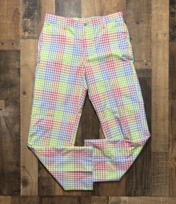 IZOD Golf Pants Men 32x32 Multicolor Plaid Check Preppy Lightweight  Colorful NWT