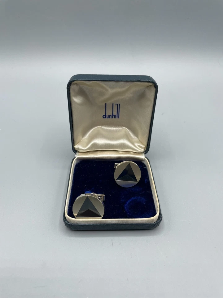 Gemelos geométricos vintage Dunhill plata esterlina años 50  Foto 2 de 4