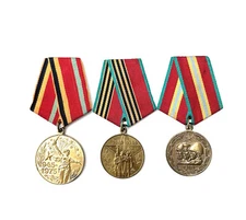 Authentic Russian Military Medals Lot of 3, WW2 Anniversary 
