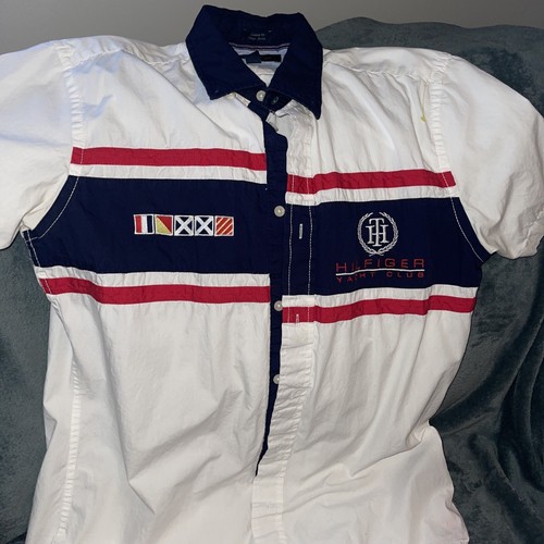 Ladies Women’s Tommy Hilfiger Custom Fit Yacht Club Shirt Size XL Spell Out - 第 1/7 張圖片