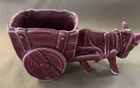 McCoy USA Donkey Pulling Cart Planter Red Burgundy