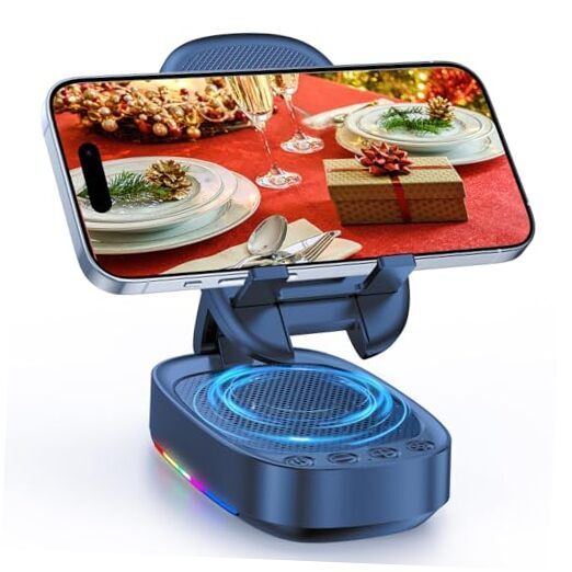 Cell Phone Stand with Wirelesstooth Speaker, Unique Gifts for Men/Women, Blue