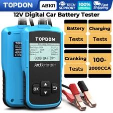 TOPDON AB101 Battery Tester 12V Car Battery Load Tester on Cranking Charging