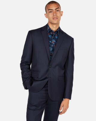 NEW EXPRESS $388 NAVY SLIM LUXURY 100% WOOL SUIT JACKET SZ 40R