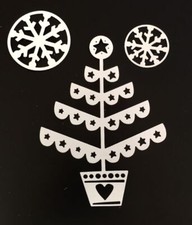 Christmas Die Cuts  Christmas Tree and Snowflakes  8 Sets  White Cardstock