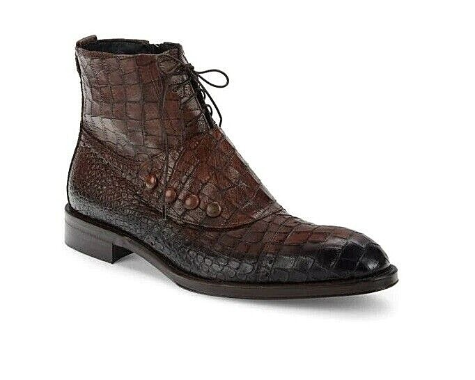 JO GHOST Croc Emb Retro Italy Brown Leather Ankle Dress  display picture 1