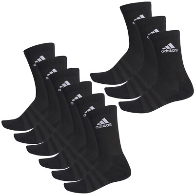 One Week Paket, Adidas Cushioned Crew Socken, Tennissocken, 9 Paar, schwarz