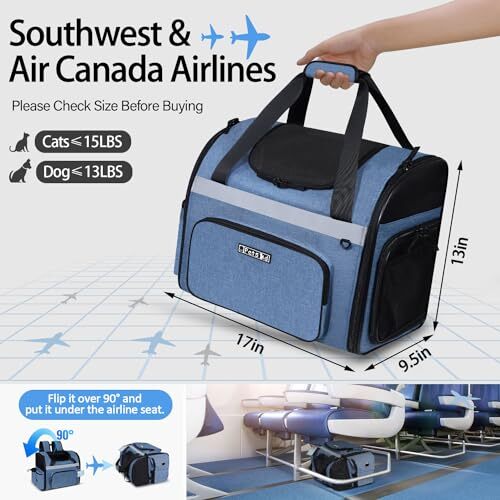 Pet Backpack Carrier 17x13x9.5 Southwest Airline Small(Southwest