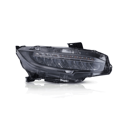 For 2016-21 Honda Civic Black LED DRL Headlights Sequential Indicator Lamps Pair - Picture 2 of 11