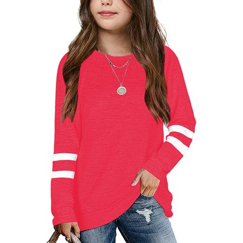 Kids Girl Casual Tunic Tops Round Neck Long Sleeve Pullover Casual Loose T-Shirt - Picture 17 of 18
