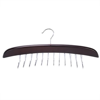 Wooden Tie Hanger Rack 24 Hooks Rotating Belt Holder Closet Ties Storage 1