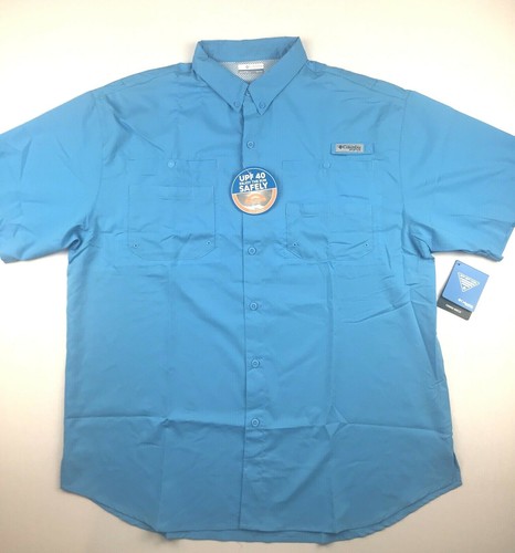 de pesca Columbia PFG para hombre 1X azul Tamiami II UPF40 manga ventilada nueva con etiquetas