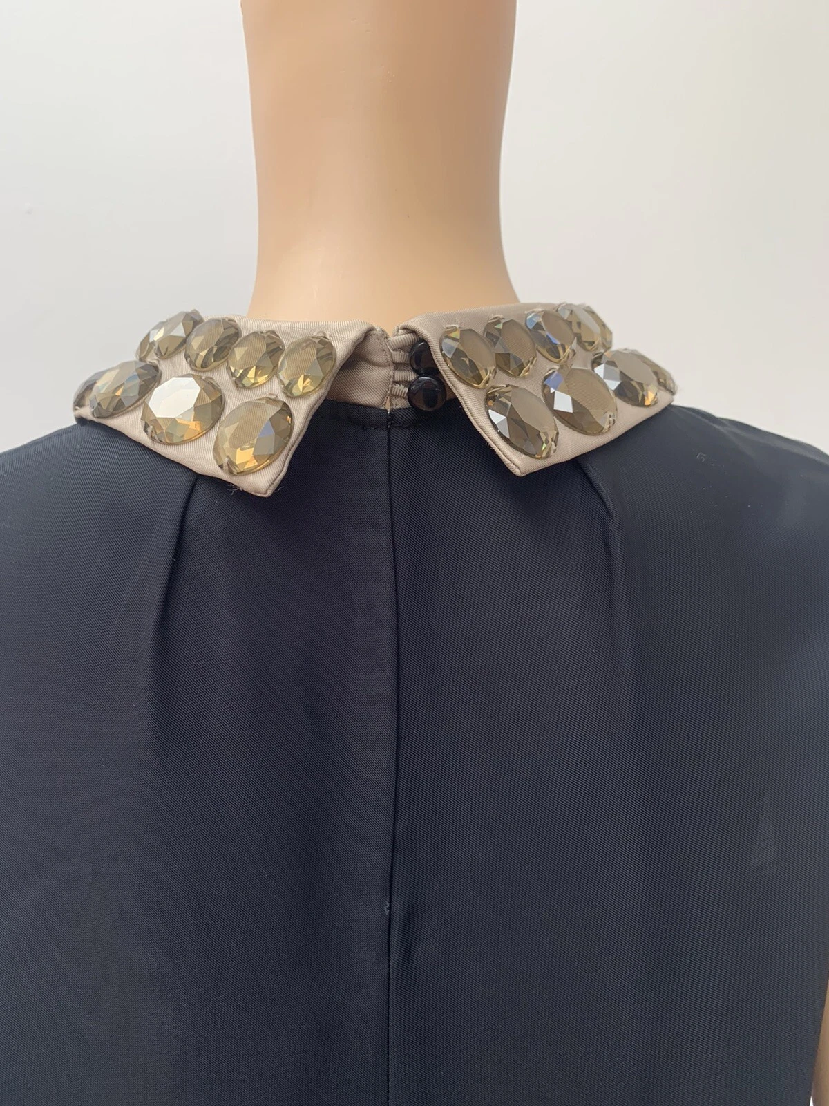 Abito Kate Spade nero classico LBD gioiello colletto smanicato carriera tubino 6