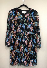 embroidered Dress Philosophy Sz Small floral Black MultiColor pull over Stretch