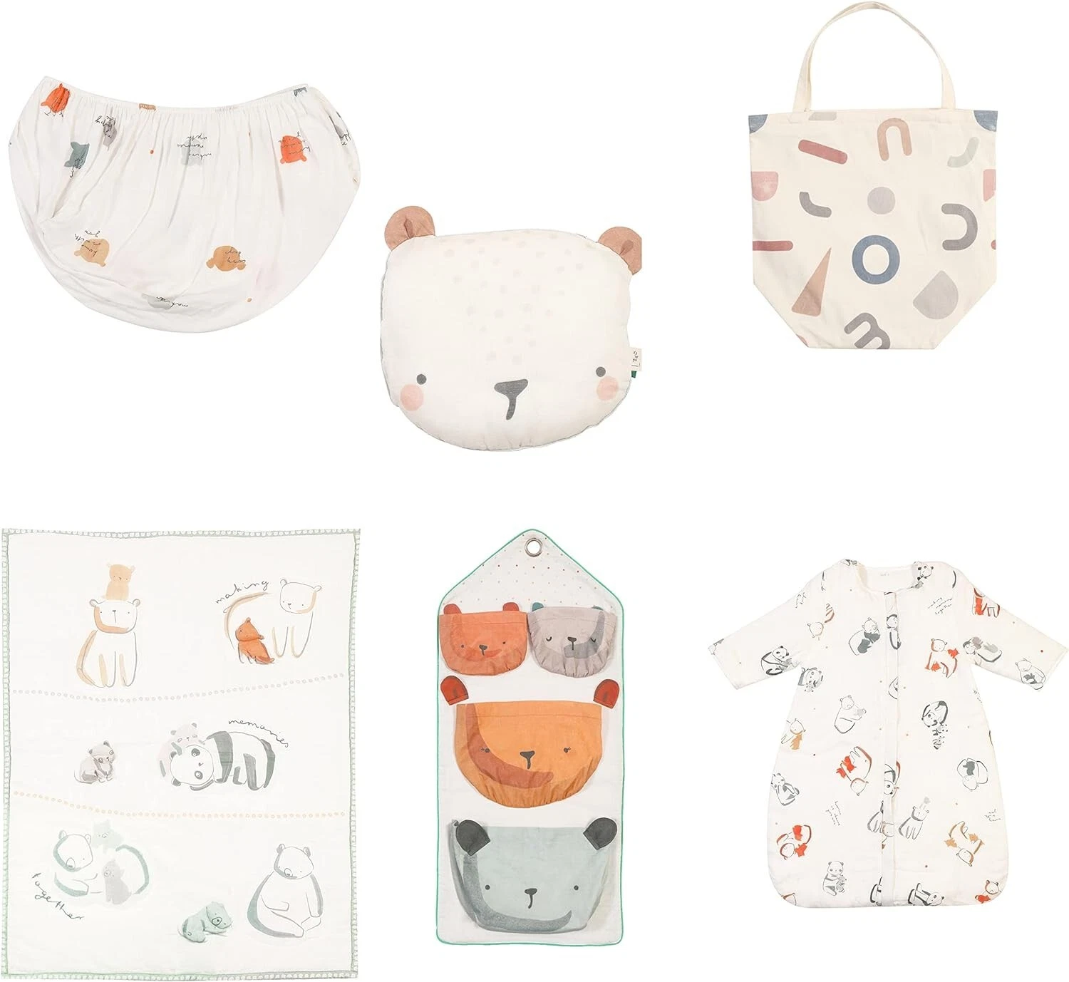 6 pieces of Crib Bedding Set with Dupont Sorona Fitted Sheet, Sleeping Bag etc.