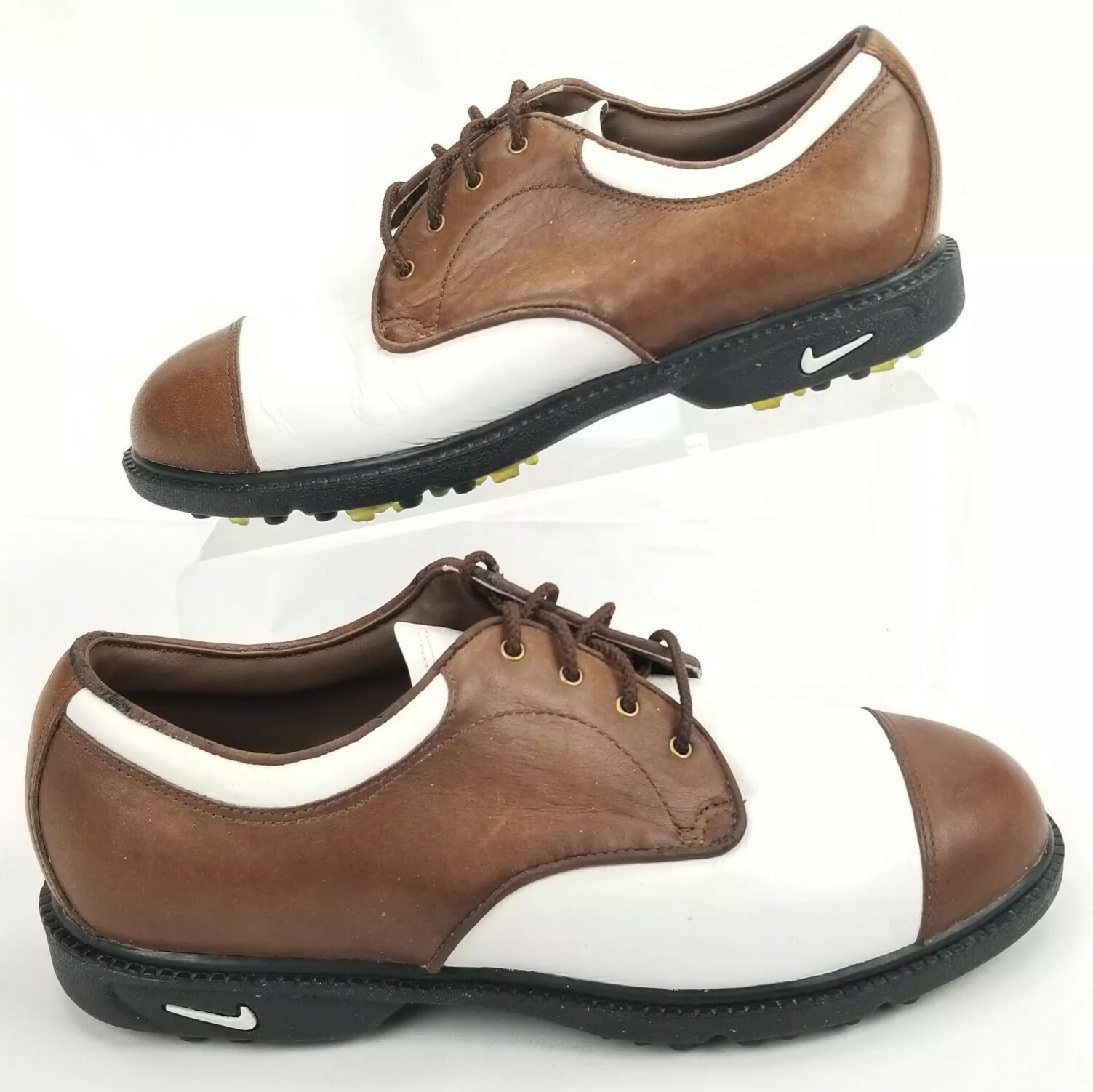 SAOLA Scarpe da golf Nike Air donna 7 marroni in pelle bianca punte morbide Oxford 980507 Q Lok