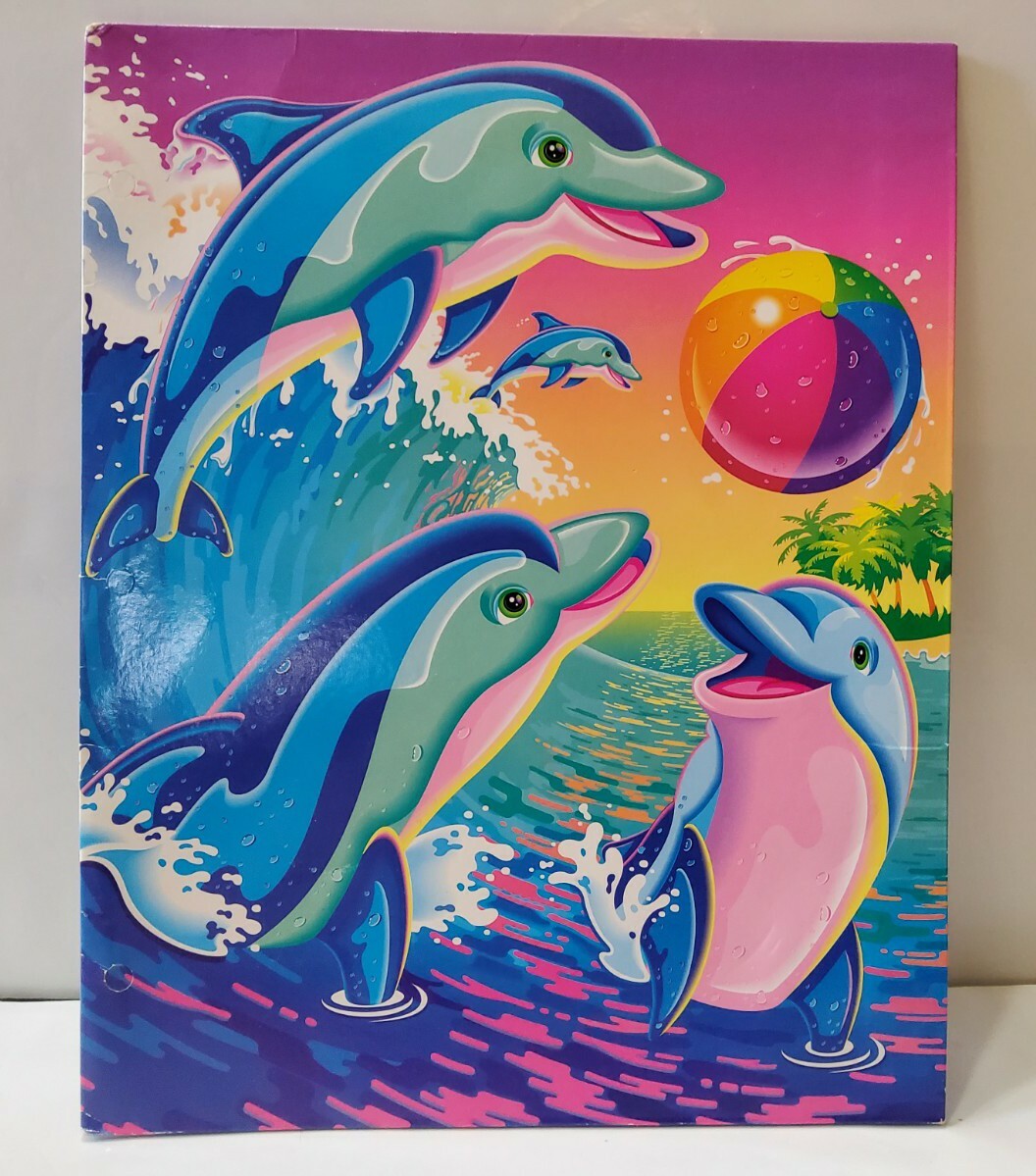 2004 Lisa Frank Dolphin Water Beach Ball Pocket Folder for 3 Ring