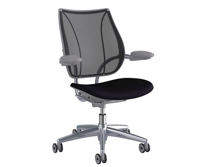New Humanscale Liberty Office Desk Task Chair - Aluminum Frame Black Fabric Seat
