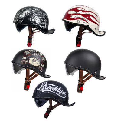 Motorcycle Half Face Helmet Smoke Integrated Sun Visor Scooter Helmet Moto Casco